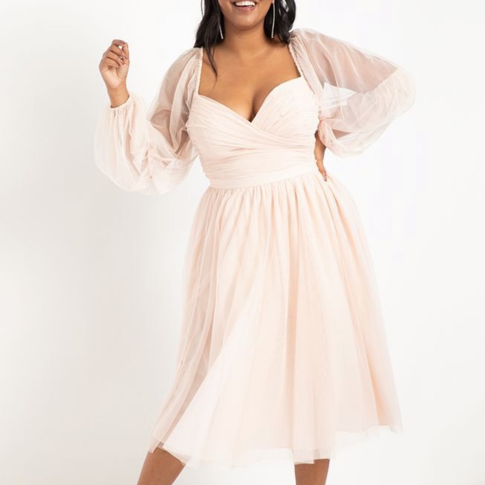 ELOQUII Tiered Puff Sleeve Dress NWT